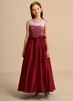 Azazie Candy Girl Flower Girl Klänningar Klä Balklänning i Matt satäng Rosett image6