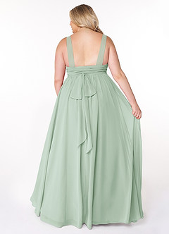 Azazie Kora Brautjungfernkleider A-Linie Plissee Chiffon Kleid Agave image8