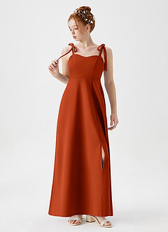 Azazie Rosey Junior Vestido de Pimenton de Crepé elástico de Corte en A con Escote de Corazón image4