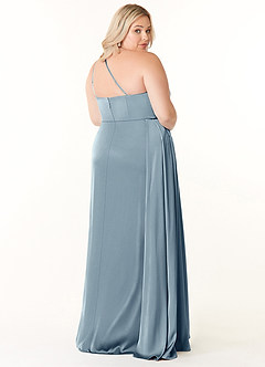 Azazie Maron Bridesmaid Dresses A-Line One Shoulder Stretch Satin Floor-Length Dress image8