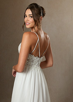 Azazie Gala Hochzeitskleider A-Linie Spitze Chiffon Kleid Diamantweiß image7