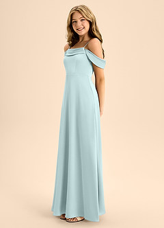Azazie Anselie Junior Vestido de Neblina de Satén Elástico de Corte En A con Vestidos sin tirantes image6