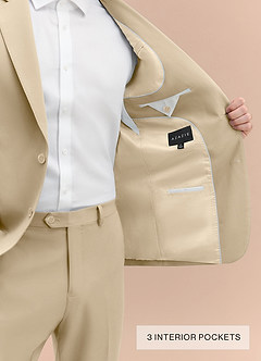 front Ethan Champagne Refined Weave Performance Suit