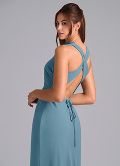 Azazie Evadne Vestidos de damas de honor Vestido de Bermudas de Gasa de Corte Recto con Plisado image7