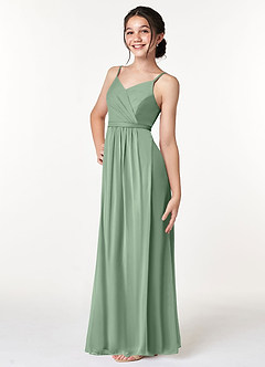 Azazie Luxy Plissee Gittergewebe Kleider Matcha image5