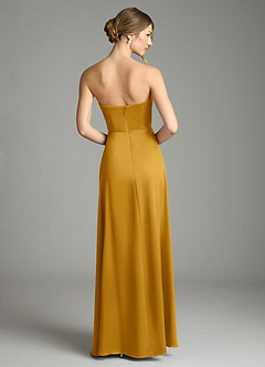 Azazie Wren Bridesmaid Dresses Butterscotch A-Line Strapless Stretch Satin Convertible Dress image7