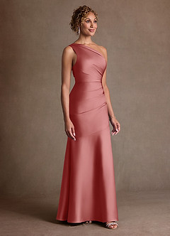 Azazie Haifa Klänningar till brudens mor Klä Sjöjungfru i Stretch Satin Ena axeln Antik Ros image3