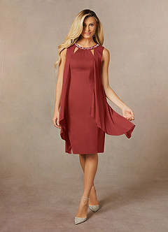 Azazie Viviana Mother of the Bride Dresses Rust A-Line Sequins Mesh Dress image3