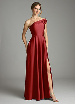 Azazie Melanie Suknie dla druhen Linia A Zza ramienia Satyna elastyczna Do ziemi Sukienka image5