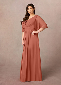 Azazie Oksana Vestidos para mãe da noiva Vestido Argila de Chiffon de Linha A com Plissado image8