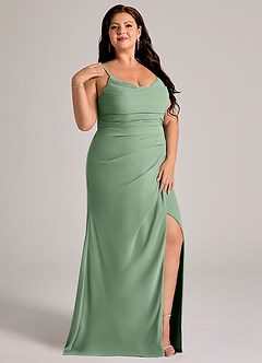 Azazie Deandra Bridesmaid Dresses Matcha Mermaid Pleated Chiffon Dress image11
