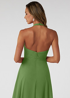 Azazie Tessie Bridesmaid Dresses Basil A-Line V-Neck Pleated Chiffon Dress image4