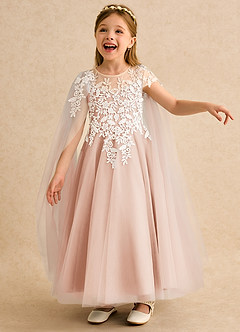 Azazie Dandelion Flower Girl Dresses English Rose Ball-Gown Lace Dress image1