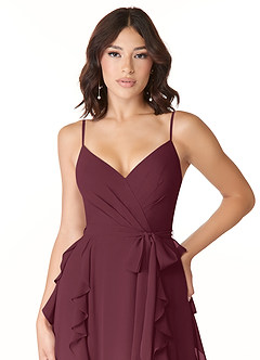 Azazie Peyton Brautjungfernkleider A-Linie Gestreift Chiffon Kleid Cabernetrot image6
