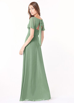 Azazie Kimber Bridesmaid Dresses Matcha A-Line Flounce Sleeve Chiffon Dress image7