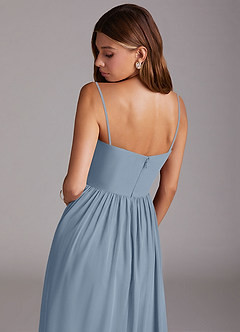 Azazie Calianna Bridesmaid Dresses Dusty Blue A-Line Off the Shoulder Chiffon Convertible Dress image8