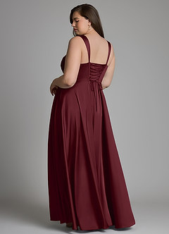 Azazie Azaria Robes de demoiselle d'honneur Robe Trapèze en Satin extensible Corset Cabernet image8