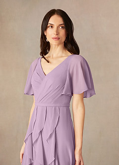 Azazie Watson Final Sale Wisteria A-Line V-Neck Chiffon Dress image3