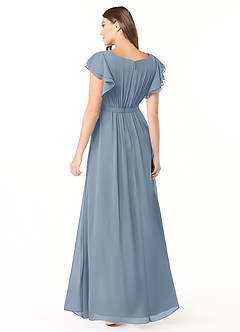 Azazie Daphne Modest Bridesmaid Dresses A-Line Ruffled Chiffon Floor-Length Dress image2
