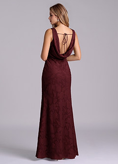 Azazie Rylina Final Sale Cabernet Mermaid Floral Burnout Dress image3