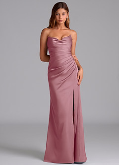 Azazie Claudelle Bridesmaid Dresses Vintage Mauve Mermaid Strapless Stretch Satin Dress image6