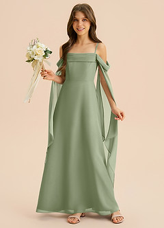 Azazie Moana Junior A-Linie Plissee Chiffon Kleid Pistazie image4