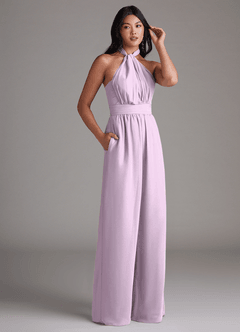 Azazie Lamara Robes de demoiselle d'honneur Combinaison Convertible en Mousseline de soie Épaule décolletée Frostiges Flieder image12