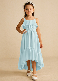 Azazie Karmen Flower Girl Dresses Mist A-Line Ruched Chiffon Dress image5