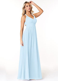 Azazie Ashia Bridesmaid Dresses Sky Blue A-Line Pleated Chiffon Dress image4
