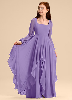 Azazie Clara Junior Tahiti A-Line Blouson Chiffon Dress image7