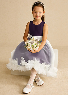 Azazie Stardust Flower Girl Dresses Plum A-Line Sleeveless Organza Dress image2