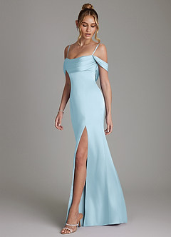 Azazie Nira Brautjungfernkleider Meerjungfrau-Linie Korsett Stretch-Satin Kleid Himmelblau image7