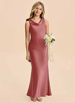 Azazie Rylina Junior Meerjungfrau-Linie Stretch-Satin Kleid Antike Rose image3