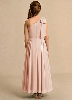 Azazie Guppy Junior Formal Blumenmädchenkleider A-Linie One-Shoulder Chiffon Kleid Englisches Rosa image2