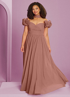 Barbie ♥ Azazie Bridesmaid Dresses Cedar Rose A-Line Off the Shoulder Chiffon Convertible Dress image15