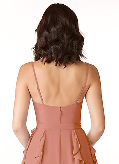 Azazie Peyton Brudtärnklänningar Klänning av A-Line i Chiffong Ruched Mai Tai image3