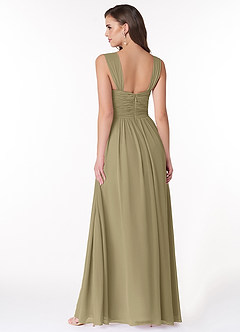 Azazie Zapheira Bridesmaid Dresses Moss Green A-Line Ruched Chiffon Dress image2