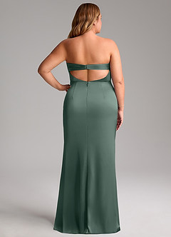Azazie Leonis Bridesmaid Dresses Sea Moss Mermaid Pleated Stretch Satin Convertible Dress image11