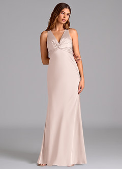 Azazie Hati Bridesmaid Dresses Blushing Pink Mermaid Stretch Satin Dress image3