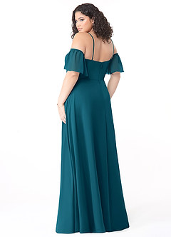 Azazie Sue Bridesmaid Dresses Ink Blue A-Line Off the Shoulder Chiffon Convertible Dress image10