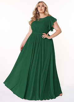 Azazie Daphne Modest Bridesmaid Dresses A-Line Ruffled Chiffon Floor-Length Dress image7