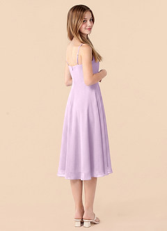 Azazie Mariam Junior Jurk van Chiffon met A-Lijn Geplooid Frosted Lila image2