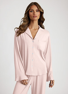 Pyjamaset met lange mouwen en ruches van bamboevezel