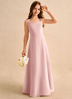 Azazie Makani Girls Formal Flower Girl Dresses Powder Pink A-Line Sweetheart Neckline Chiffon Dress image4