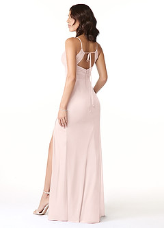 Azazie Reneya Bridesmaid Dresses Blushing Pink Mermaid Bow Mesh Dress image4