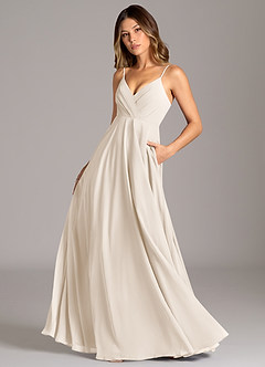 Azazie Amani Bridesmaid Dresses White Alabaster A-Line Pleated Chiffon Dress image8