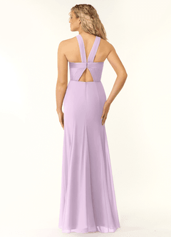Azazie Rue Bridesmaid Dresses Frosted Lilac A-Line Halter Chiffon Dress image2