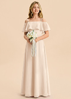 Azazie Maggie Junior White Alabaster A-Line Off the Shoulder Chiffon Dress image4