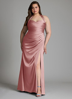 Azazie Destiny Vestidos de damas de honor Vestido Rosa Polvorienta de Satén Elástico de Corte Sirena con Escote corazón image8