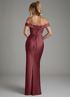 Azazie Hayden Bridesmaid Dresses Merlot Mermaid Corset Stretch Satin Dress image2